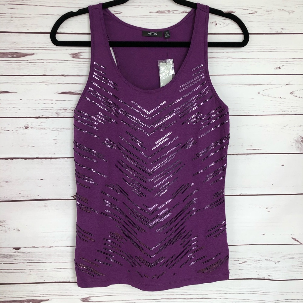 Apt. 9 Plum Sequin Tribal Pattern Racerback Tank
